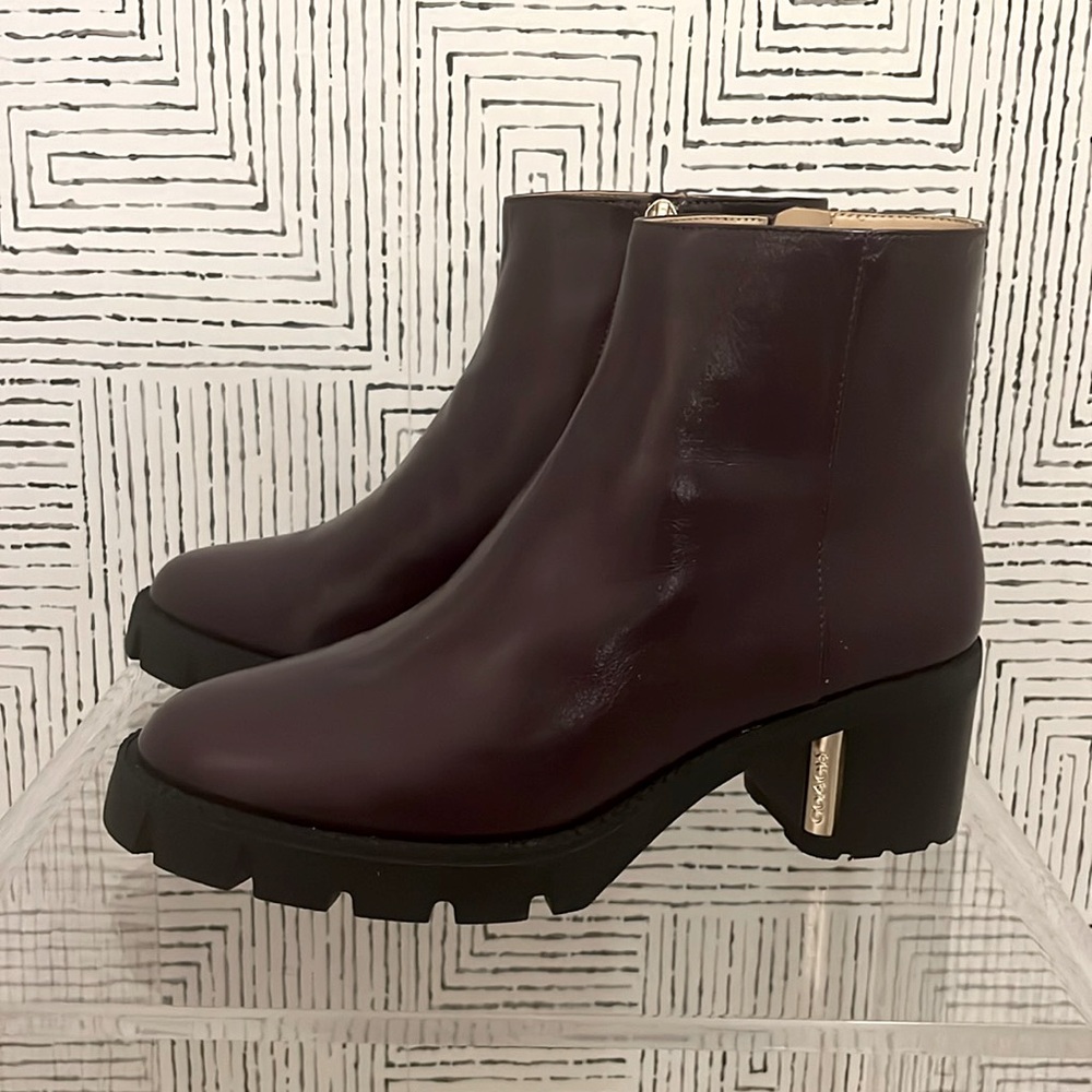 Coach Chrissy Leather Bootie - Deep Eggplant color!
